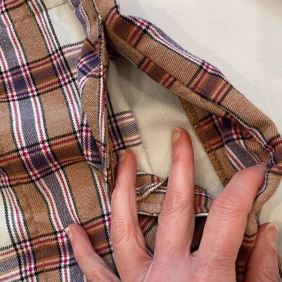 Jachs NY Girlfriend Anniversary Tan, Purple Plaid Button Down Flannel Shirt M - Picture 5 of 14